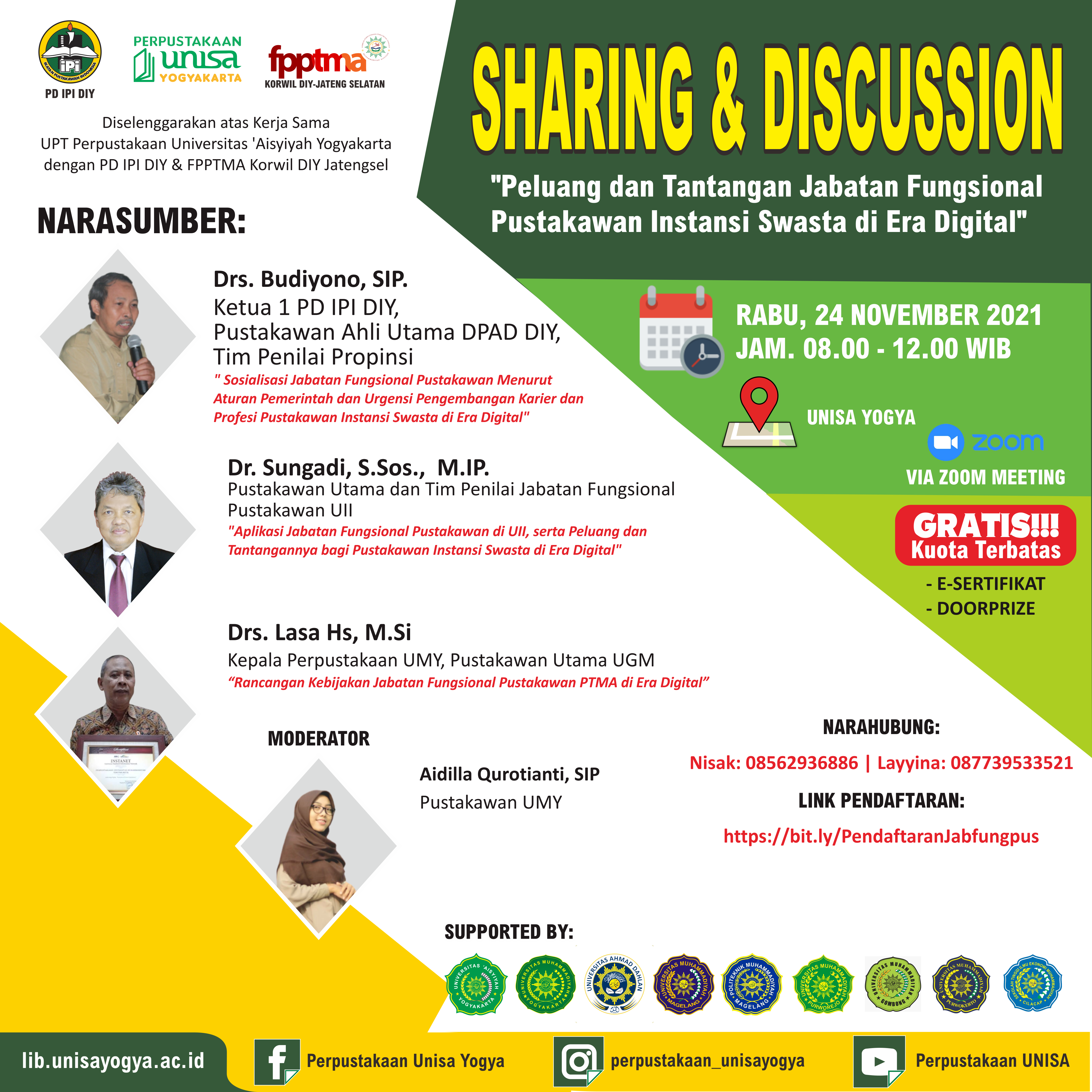 Sharing & Discussion “Peluang dan Tantangan Jabatan Fungsional Pustakawan Instansi Swasta di Era Digital”